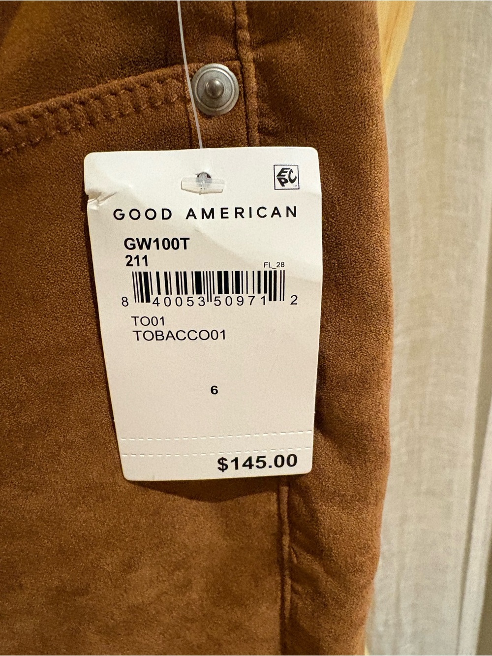 Good American Cognac Brown Suede-Look High-Rise Skinny Pants - Picture 4 of 5